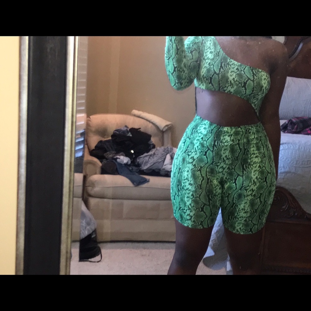 Green snake skin romper